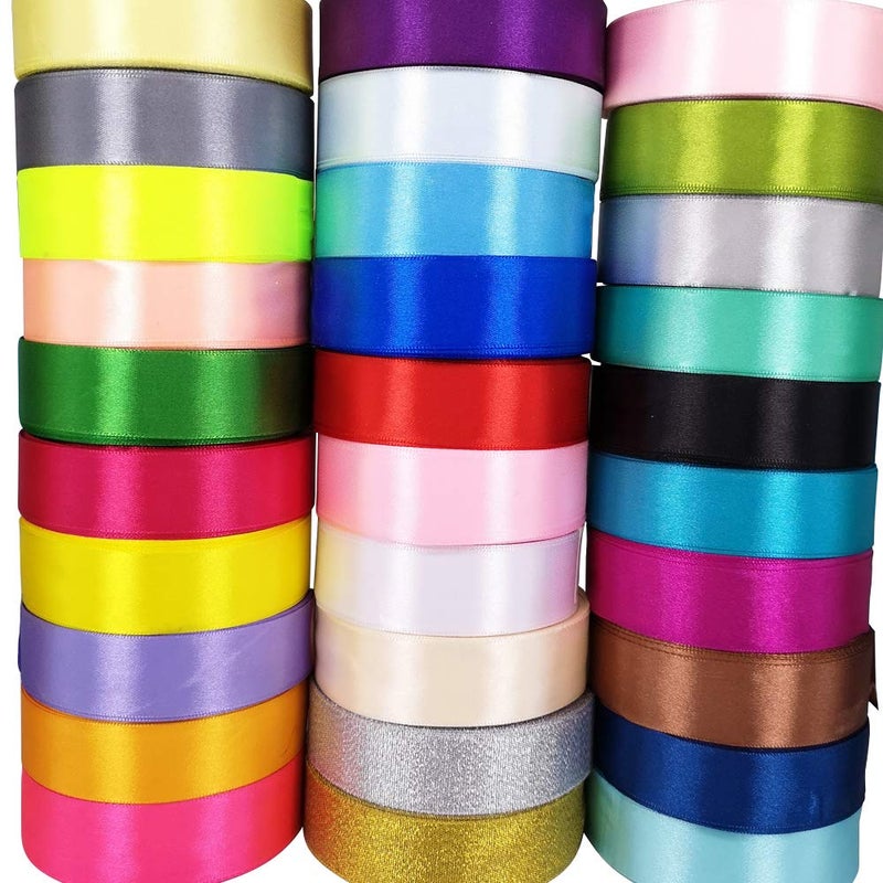 Chenkou Craft Solid Satin Ribbon Ribbons Assorted 40 Yards Craft Bow Party Decoration Packing Ribbons (Mix, 1 1/2"(40mm)) - Image 1